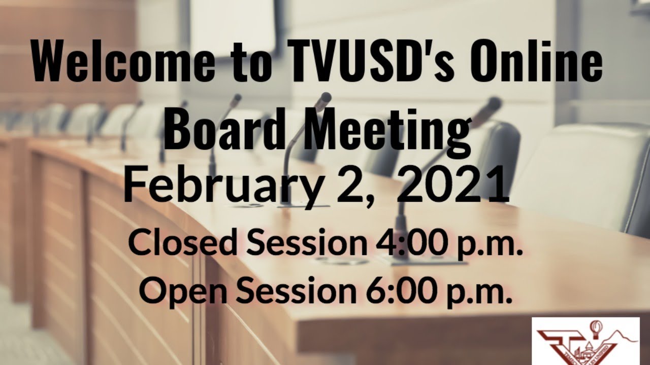 Tvusd Regular Board Meeting February 2 2021 Youtube