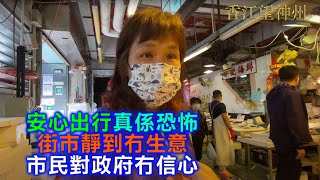 （字幕合成）荃灣楊屋道街市魚檔老闆娘：安心出行真係超靜 靜到恐怖冇生意 市民對政府冇信心