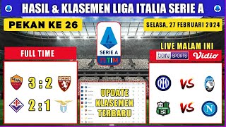 Hasil Liga Italia Tadi Malam | Fiorentina vs Lazio - AS Roma vs Torino | Serie A 2023/2024