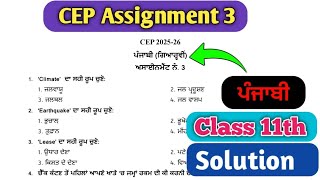 Class 11th Punjabi Assignment 3 | CEP Assignment 3 Solution 11th Class | #pseb #punjabi #ceptest