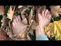 ASMR California girl barefoot outdoors in public dirty muddy feet toes soles grass leaf bird sounds