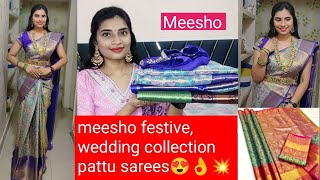 Meesho festive , wedding collection sarees🔥😍#instarma trendi sarees#must try#meesho hauls