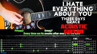 Three Days Grace - I Hate Everything About You | Acoustic Guitar Tutorial (with karaoke)