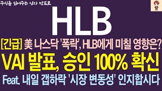 [HLB(에이치엘비) 주가전망] *긴급* 美 나스닥 '폭락, HLB에게 미칠 영향은? VAI 발표, 승인 100% 확신!! Feat. 내일 갭하락 '시장 변동성 '인지합시다 박프로