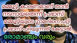 പ്രഭാസ് മമ്മൂട്ടിയെ കുറിച്ച് പറയുന്നത് കേട്ടാല്‍ ലാല്‍ ഫാന്‍സിന് പോലും രോമാഞ്ചമുണ്ടാവും