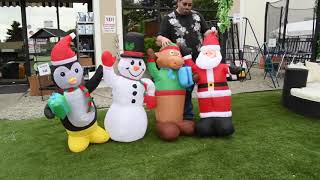 4 Foot Giant Inflatable LED Waving Christmas Penguin, Snowman, Reindeer, and Santa Crew by Aleko