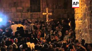 Re-enactment of Jesus' funeral procession at church of the Holy Sepulchre