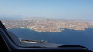 JET aircraft LAND in mykonos Island.  Strong headwind, 20 guesting 29 knots