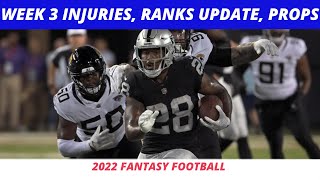 2022 Week 3 NFL Rankings Update, NFL Injury Report, Projections | Week 3 Props, PrizePicks