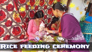 rice feeding ceremony son of small brother