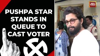 Telangana Election: Actor Allu Arjun In Queue To Cast Vote; BRS MLC K Kavitha Casts Vote