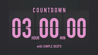 3 Hours Countdown Flip Clock Timer / Simple Beeps 💕🖤