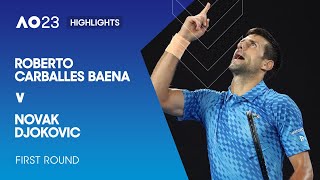 Roberto Carballes Baena v Novak Djokovic Highlights | Australian Open 2023 First Round