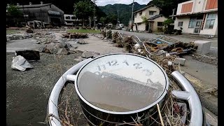 球磨川の氾濫で被害を受けた八代市