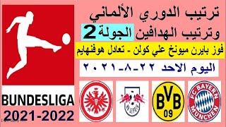ترتيب الدوري الالماني وترتيب الهدافين الجولة 2 الاحد 22-8-2021 - فوز بايرن ميونخ علي كولن