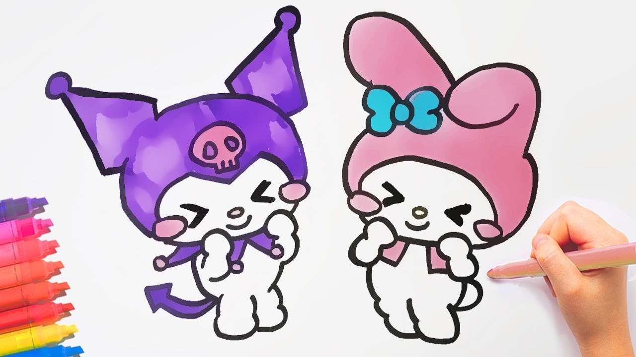 How To Draw Sanrio Characters My Melody And Kuromi - YouTube