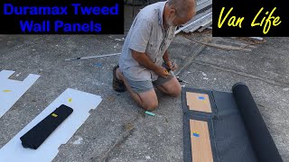 Van Build: Wall Panel Upholstery wrapping Duramax Marathon tweed material on wall panels, Part 1