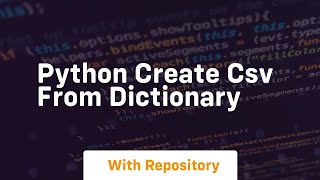 python create csv from dictionary