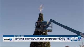 Hattiesburg roundabout Christmas tree installed