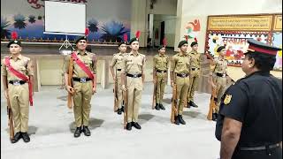 Cadets of R.R.MORARKA PUBLIC SCHOOL.Guard of honour to Col.Rajeev Sirohi.commanding officer 30UPBN.