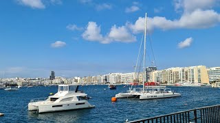 MALTA 🇲🇹 Walking Tour Sliema Promenade  Februarie 2025 !