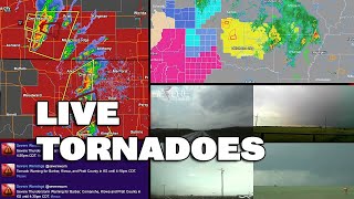 LIVE TORNADOES - Large Hail - Storm Chasing in Kansas and Oklahoma
