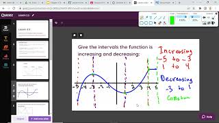 Lesson 3.5 Intervals of Increase and Decrease