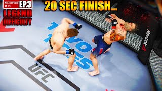 UFC 3 Career Mode Gameplay At 170 "LEGANDARY DIFFICULTY" | 20 Sec FINISH... TO MUCH POWER | Part 3
