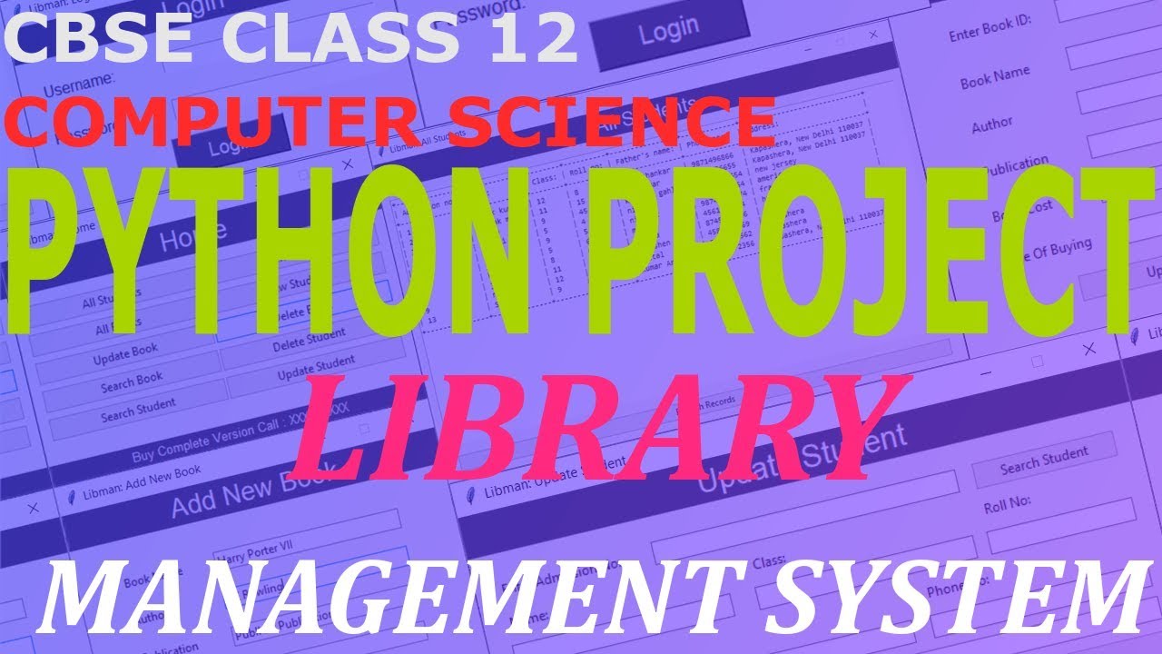 Class 12 Python Project 2019-20 || Library Management Project - YouTube