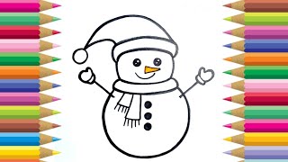 Christmas Snowman Drawing | Easy Drawings Of Cute Things And Animals Easy To Draw