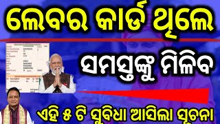 ଲେବର କାର୍ଡ ଥିଲେ ସମସ୍ତଙ୍କୁ ମିଳିବ ଏହି ୫ ଟି ସୁବିଧା,lebour card 2025, lebour card odisha, lebour card