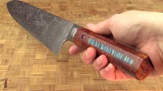 Integral Damascus Chef Knife (9-1/2 in) with Amboyna Burl and Mammoth Molar