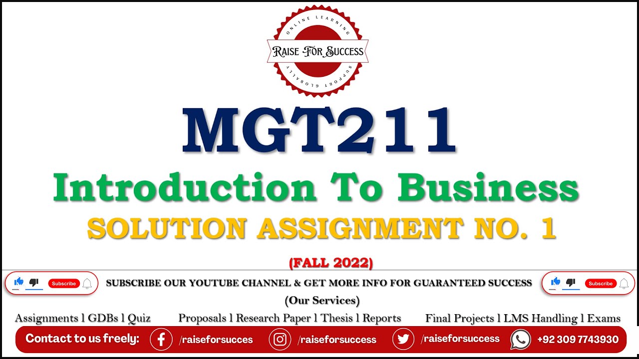 MGT211 Assignment 1 Solution Fall 2022 L MGT211 Assignment No. 1 2023 L ...