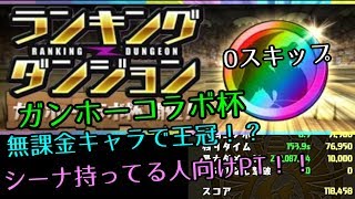 【パズドラ】シーナ+無課金編成！王冠安定PT　ガンホーコラボ杯 118458点