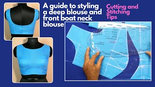 Back Deep Blouse and Front Boat Neck Designs Cutting and Stitching | How to do it easily A3