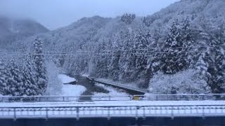 奥羽本線 上り車窓（冬）米沢駅→福島駅