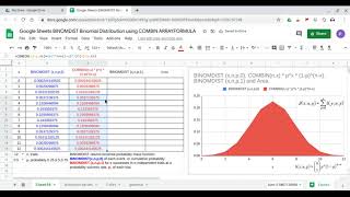 Google Sheets BINOMDIST Binomial Distribution using COMBIN ARRAYFORMULA Data Validation