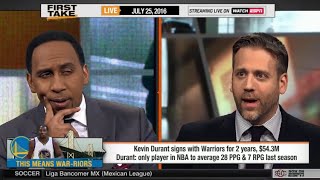 Stephen A. Smith vs. Max Kellerman On Kevin Durant's Warriors Move!