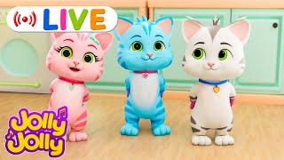 LIVE🔴Three little kittens, The Ice Cream Song + More | Jolly Jolly \u0026 Animals - Best Kids Songs!