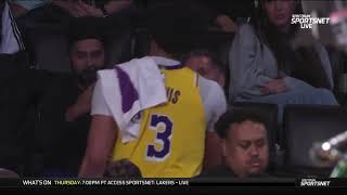 Anthony Davis daps up Rob Pelinka after the trade deadline for saving the Lakers