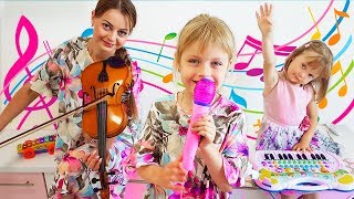 Merry Margo & Nastya Pretend Play with Musical Instrument Toys for Kids & Sing Nursery Rhymes