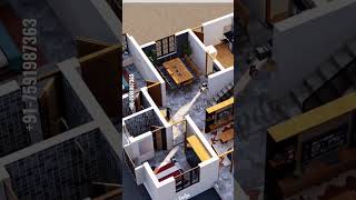 3d floor plan/3bhk /1650 sqft / 6 cent plan #shorts #3dfloorplan #3dplan #interiordesign #plan #3bhk