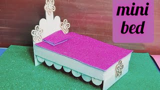 Art and craft ideas|How to make mini bed with ice cream or popsicle sticks|ICE STICK CRAFT|