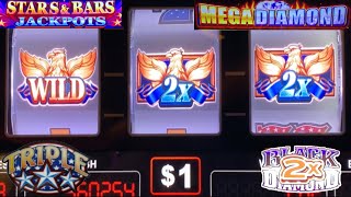 JACKPOT! Mega Diamond + STARS \u0026 BARS JACKPOTS + Double Black Diamond + Triple Double Stars slot play