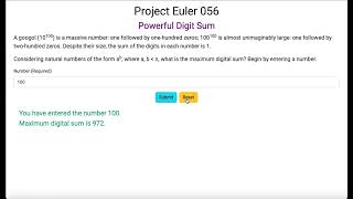 Project Euler 056 - Powerful Digit Sum