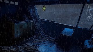 Relaxing Boat Ambience on Ocean at Night | Rain, Waves ASMR for Stress, Free Sleep and Inner Peace