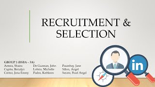 Special Topics in Human Resource Management: RECRUITMENT AND SELECTION