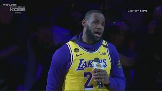LeBron James gives stirring pregame tribute to Kobe Bryant prior to Los Angeles Lakers game