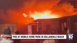 Fire erupts at mobile home in Hallandale Beach