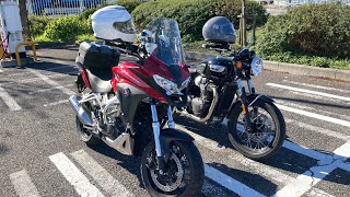 Triumph Bonneville T100 + HONDA VFR 800X, Roadside Station Hachioji-Takiyama